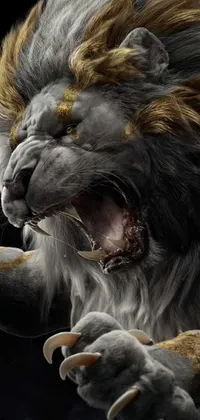 This phone wallpaper showcases a fierce and powerful lion that is ready to take on any challenge