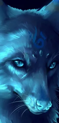 Transform your phone with this mesmerizing phone live wallpaper featuring a stunning close-up of a wolf with piercing blue eyes