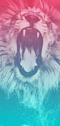 This live wallpaper for your phone showcases a close-up image of a lion