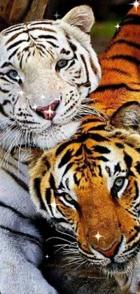 White tigers, 3d, animal, tiger, wild, HD phone wallpaper