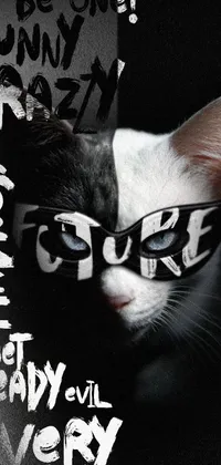 Enhance your phone's screen with this live wallpaper that features an adorable black and white feline sporting a pair of glasses