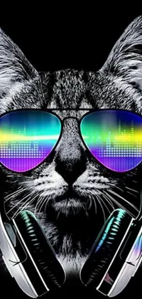 Get a cool and personalized look for your phone with this stunning cat live wallpaper designed for rock music lovers