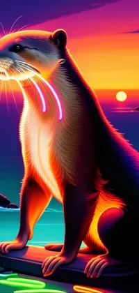 otter at sunset Live Wallpaper