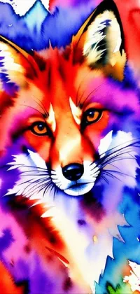 Bring your phone's screen to life with this stunning live wallpaper featuring a whimsical watercolor painting of a fox