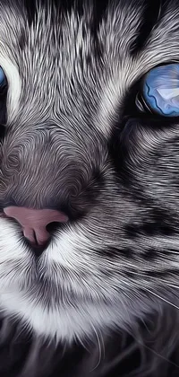 Experience the beauty and detail of this mesmerizing close-up live wallpaper featuring a stunning cat with blue eyes