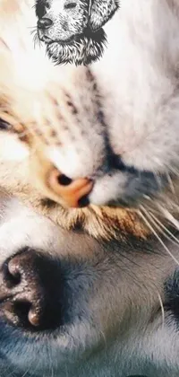 This live wallpaper features an adorable close-up of a dog and a cat