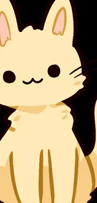 This phone live wallpaper features a cartoon cat drawn in an anime style against a black background