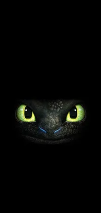 Looking for a thrilling live wallpaper for your phone? Check out this toothless dragon close up with glowing, golden eyes and a sleek black head on a dark background