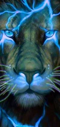 Looking for a stunning live wallpaper for your phone? Then look no further than this incredible wallpaper featuring a close up of a lion's face! This wallpaper is a masterpiece of airbrush art, with intricate details and a fierce expression that will remind you of the power and strength of this majestic animal
