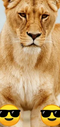This phone live wallpaper features a close-up of a lion wearing sunglasses, showcasing its confident and powerful stance