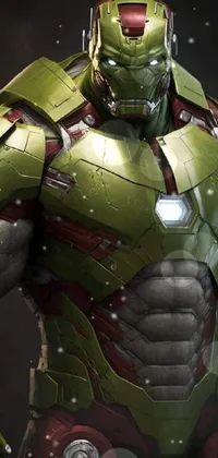 Experience the ultimate superhero power with this incredible green and red Iron Man live phone wallpaper