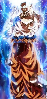 This live wallpaper features a vibrant image of a popular anime character holding a glowing energy ball in flowing robes