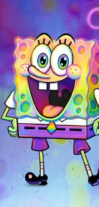 This dynamic live phone background showcases a pop-art inspired portrayal of Patrick from the popular cartoon show Spongebob Squarepants