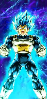 Add some excitement to your phone with a Blue Vegeta from Dragon Ball live wallpaper