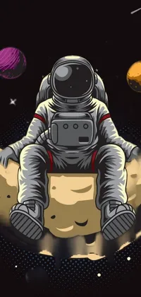 Cartoon Astronaut Gesture Live Wallpaper