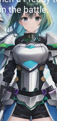 Get ready for an action-packed live wallpaper for your phone featuring two anime characters standing side by side, sporting green battle armor