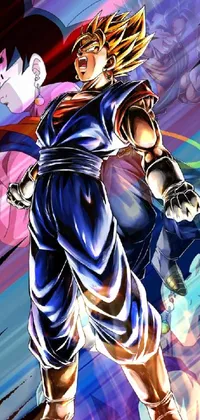 This animated phone live wallpaper features two iconic characters from the popular anime series Dragon Ball - Goku and Vegeta, in full-body view