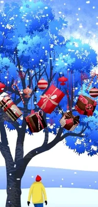 Cartoon Christmas Tree Live Wallpaper