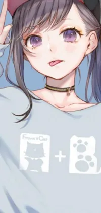 This phone live wallpaper showcases a close-up of anime-inspired artwork featuring a person wearing a stylish hat with a smile on their lips