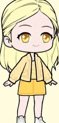 This live phone wallpaper showcases a cute, yellow-eyed girl as a funko pop! character