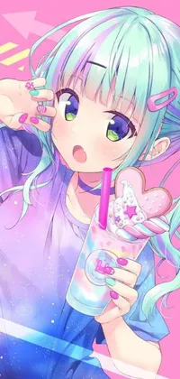 Immerse yourself in the world of kawaii decora rainbowcore with this charming phone live wallpaper