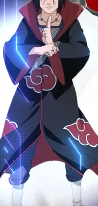This stylish phone live wallpaper features an intricate vector art of a man wearing dark robes standing against a white background