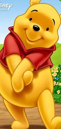 This phone live wallpaper depicts the beloved character Winnie the Pooh from a popular children's book series