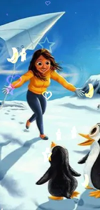Cartoon Happy Penguin Live Wallpaper
