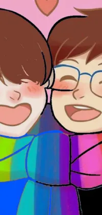 Introducing a heartwarming phone live wallpaper featuring a couple hugging in front of a heart