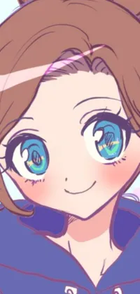 Bring joy and cuteness to your phone with this delightful live wallpaper featuring a cartoon girl with blue eyes and short brown hair