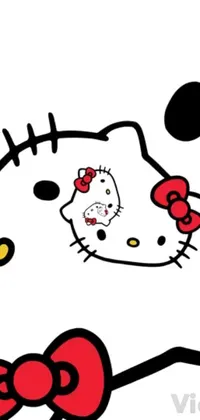 This mobile wallpaper showcases a unique digital drawing of the iconic character Hello Kitty