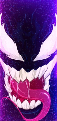 This venom live phone wallpaper features a close-up of a menacing venom face
