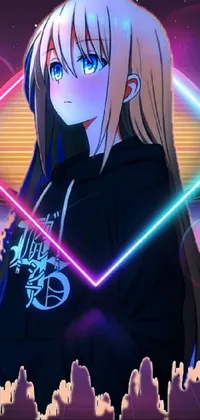 This laser-themed live wallpaper features a stylish girl wearing a hoodie with long hair
