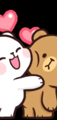 Get this cute and adorable live wallpaper for your phone featuring two teddy bears