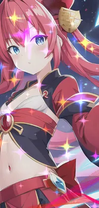 Get ready for a visually stunning live wallpaper for your phone! With vivid colors and 4K resolution, this design depicts a sword-wielding woman with pink hair in the style of an anime called Konosuba