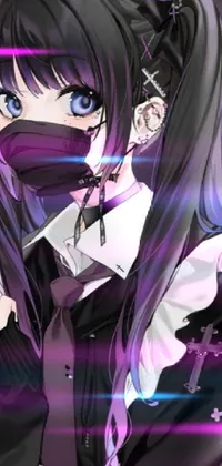 This live wallpaper is a gothic masterpiece with an anime-inspired character in a school girl outfit
