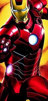 Looking for an epic live wallpaper for your phone? Look no further than this dynamic Iron Man design! Inspired by Marvel movie posters, this detailed cartoon rendition of the heroic superhero captures Iron Man in a striking pose