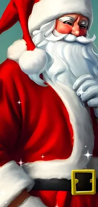 Cartoon Santa Claus Celebrating Live Wallpaper