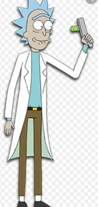 This phone live wallpaper features a fox-like character in a lab coat reminiscent of the popular animated TV show