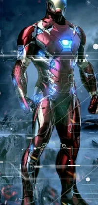 This stunning phone live wallpaper features a digital art rendition of a superhero wearing a tight light blue neoprene suit with silver details and beautiful rich colors