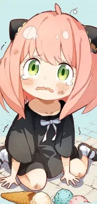 The phone live wallpaper showcases an auto-destructive art style featuring a girl with stunning pink hair