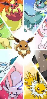 Looking for a mobile wallpaper that's both cute and cool? Check out our animated live wallpaper featuring a bunch of different types of Pokémon gathered together in a vibrant and colorful scene! The star of the show is Eevee, who has been transformed by its mastery of ice powers, surrounded by glistening snowflakes and icy shards as it unleashes its powerful freezing abilities