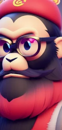 This live wallpaper for your phone features a playful cartoon character with glasses and a beard