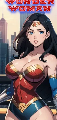 Cartoon Wonder Woman Skyscraper Live Wallpaper