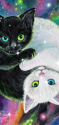 Cat Art Paint Green Live Wallpaper