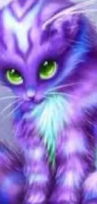 Cat Art Paint Purple Live Wallpaper