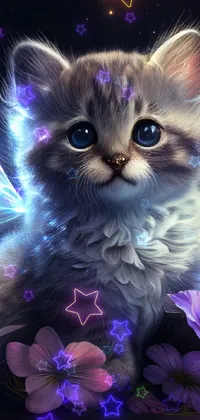 Cat Blue Purple Live Wallpaper