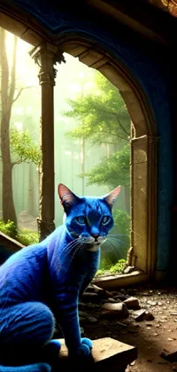 Cat Blue Window Live Wallpaper