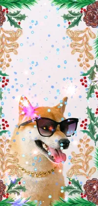 This phone live wallpaper showcases an adorable dog sporting trendy sunglasses