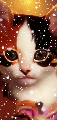 Add some feline flair to your phone with this popular live wallpaper! Featuring a detailed digital painting of an expressive, glasses-wearing orange cat, this furry masterpiece is trending on Deviantart